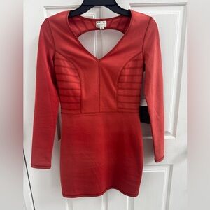 RVCA Women’s  Bold Burnt Orange Long Sleeve Mini Dress